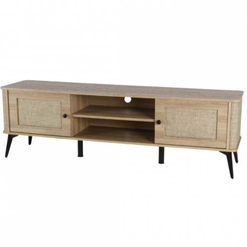 طاولة تلفزيون مقاس 180 سم خشبي فاتح