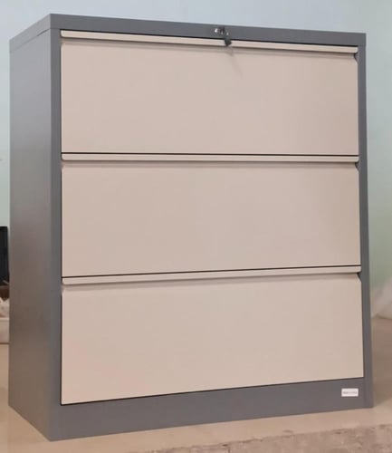 دولاب ملفات ب 3 أدراج لون رمادي وابيض