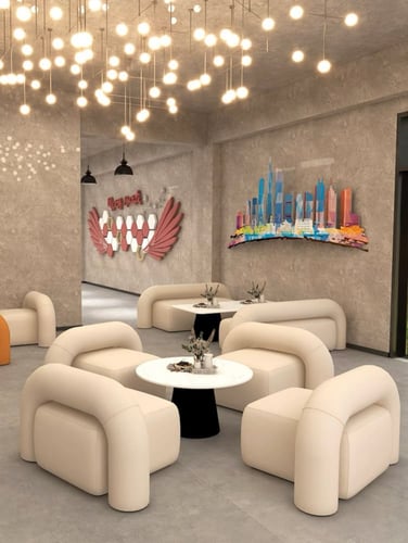 طقم طاولتين دائرية من حجر بورسلان