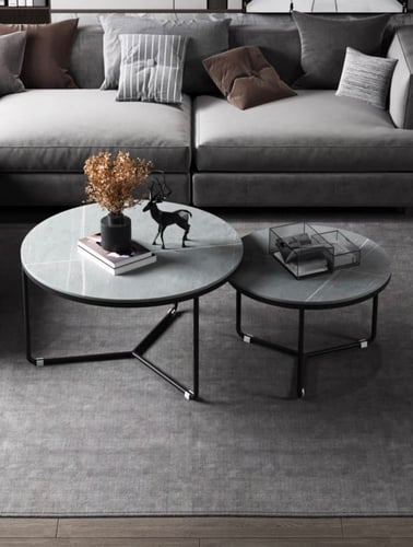 طقم طاولات قهوة لون رمادي