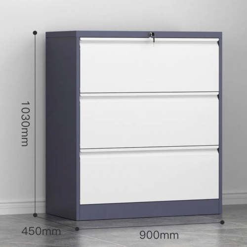 دولاب ملفات ب 3 أدراج لون رمادي وابيض