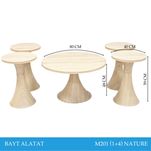 طقم طاولات وسط خشب لون بيج