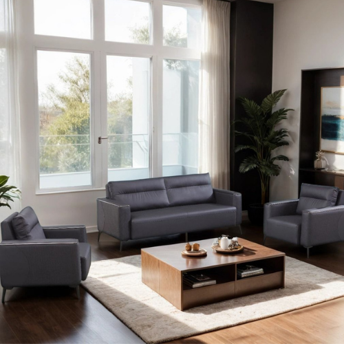 طقم كنبات مكتب فخم لون اسود