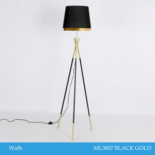 اباجورة طويلة عصرية لون اسود وذهبي