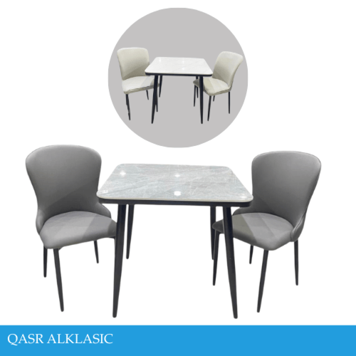 طقم طاولة وكرسيين رخام عدة ألوان