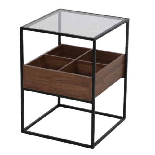 طاولة خشب وزجاج 40 سم