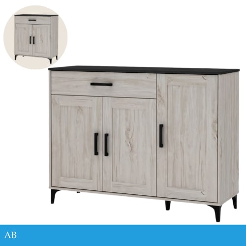 دولاب ماليزي بابين وثلاثة أبواب ابيض مع خشبي