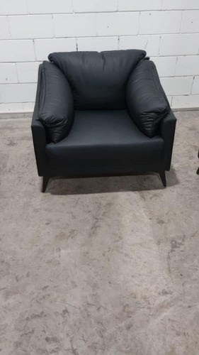 كنب جلد فخم مفرد أسود