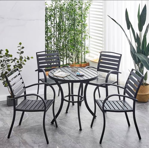 كرسي حديقة حديد لون اسود