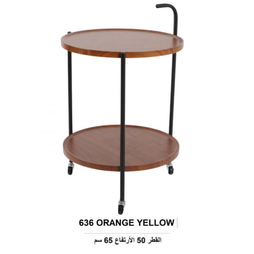 طاولة خشبي غامق بعجلات مقاس 50 سم