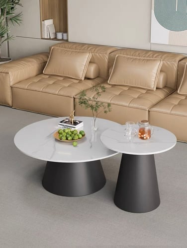 طاولة دائرية من حجر بورسلان 80 سم