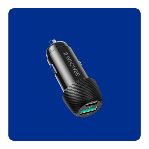 Car charger RAV Power Pioneer 49 watt with USB-C p...