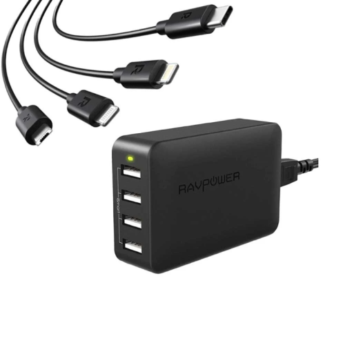 منصة شاحن جداري من راف باور مع 4 اسلاك !!