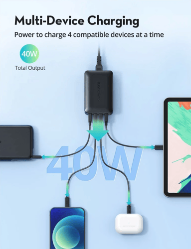 منصة شاحن جداري من راف باور مع 4 اسلاك !!