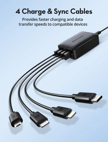 منصة شاحن جداري من راف باور مع 4 اسلاك !!