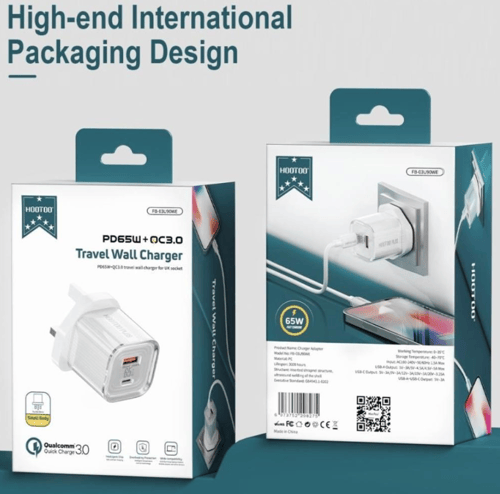 شاحن جداري سريع 65 واط بمنفذي PD وUSB، حجم صغير وخ...