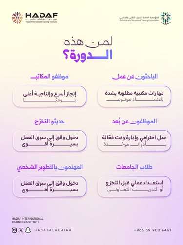 دورة الحاسب الآلي في الأعمال المكتبية