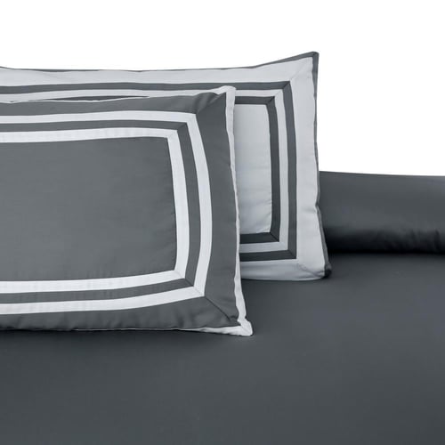 مفرش فندقي مطرز قطن ساتان بدون حشوة 6 قطع