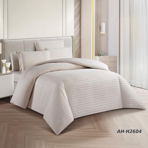 مفرش فندقي مفرد مقلم 5 قطع