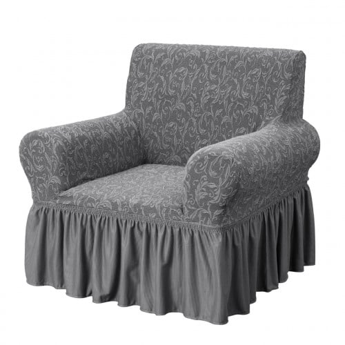 تلبيسة كنب مقعد واحد رمادي غامق جاكار