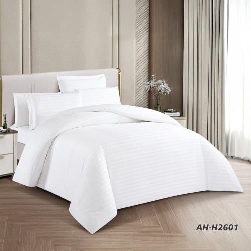 مفرش فندقي مقلم مزدوج 7 قطع