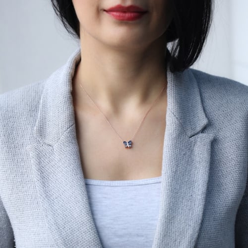 سلسال مع تعليقة الفراشة البيضاء من الفضة الخالصة ا...