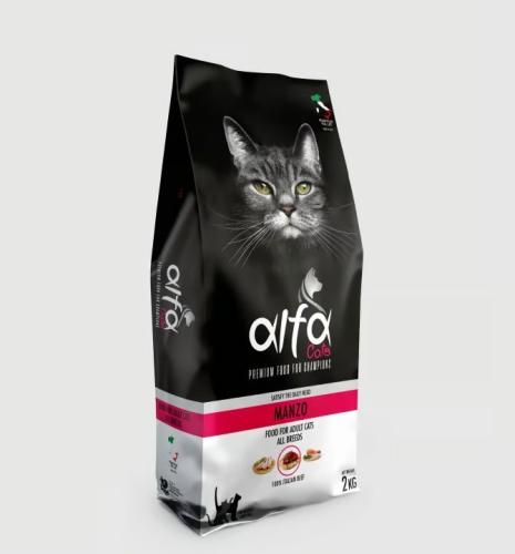 ألفا مانزو طعام جاف للقطط البالغة باللحم 2 Kg