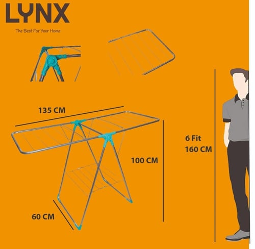 لينكس رف تجفيف ملابس قابل للطي، اسود 60×100 سم | L...
