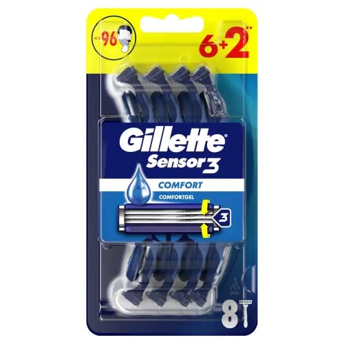 جيليت بلو3 ماكينات حلاقة كومفورت 6+2 مجانا