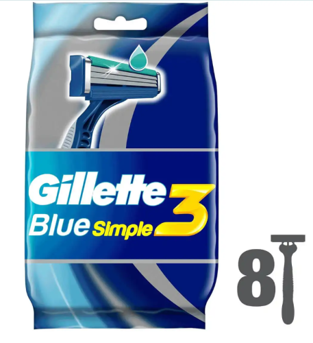 جيليت ماكينة حلاقة بلو 3 سيمبل كيس 8 قطع