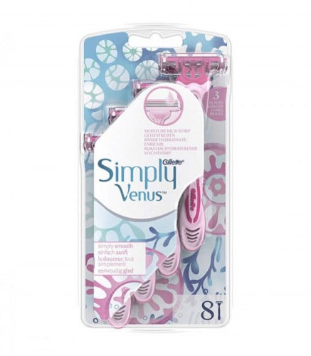 جيليت فينوس سيمبلى 3 مكينة حلاقة نسائية - 8 قطع