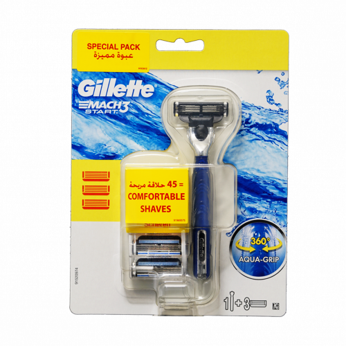جيليت ماكينة حلاقة ماك3 ستارت + 3 شفرة