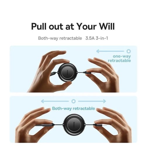 بيسيس 3 في 1 كابل USB قابل للسحب لشاحن iPhone، كاب...