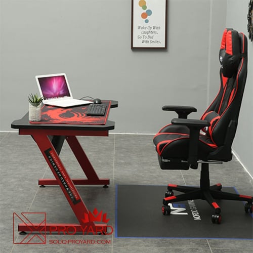 كرسي قيمنق أحمر مع طاولة قيمنق برو ليد لون أحمر
