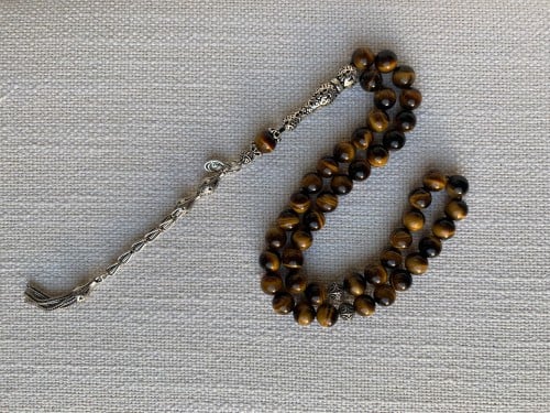 حجر كريم عين النمر مزين بالفضة الخالصة