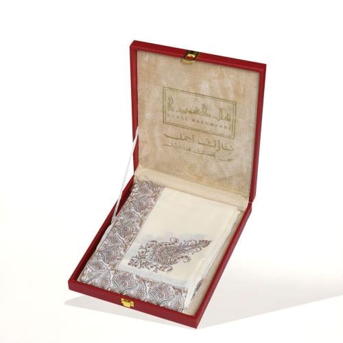 شال كشميري مطرز بني فاتح