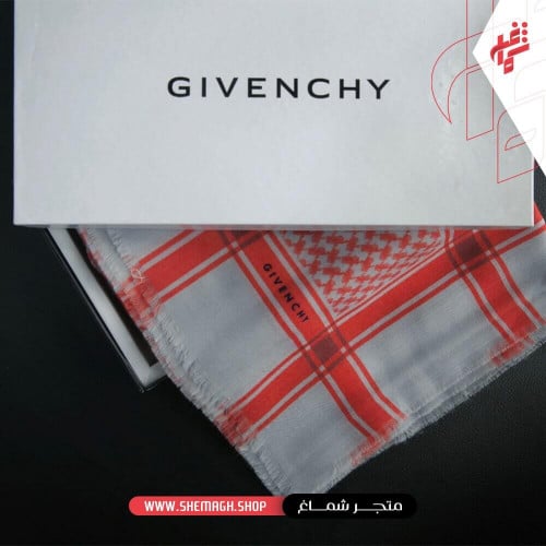 شال جفنشي صوف رصاصي فاتح وأحمر