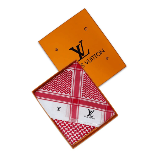 شماغ ماركة لويس فيتون احمر غامق