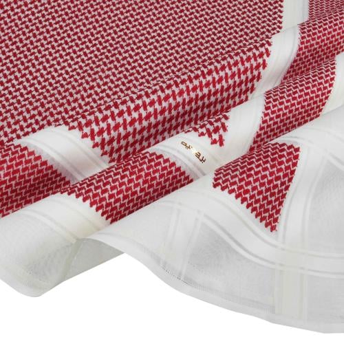 شماغ بروجيه رجالي أحمر خطوط بيج موديل ( 3)