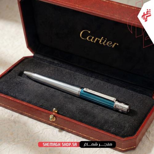 قلم كارتير فضي في أزرق