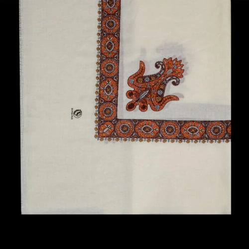 شال كشميري ابيض تطريز اورنج ماركة بربروس