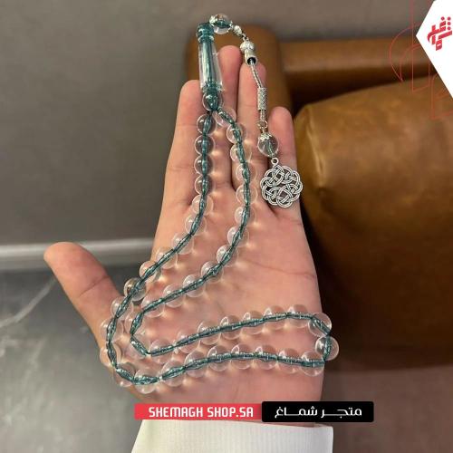 سبحة بكلايت شفافة خيط اخضر