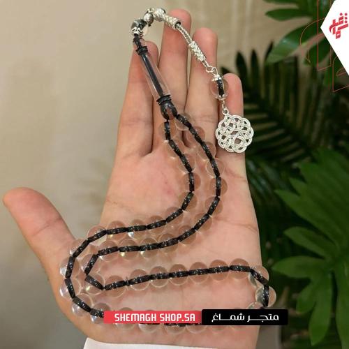 سبحة بكلايت شفافة خيط اسود