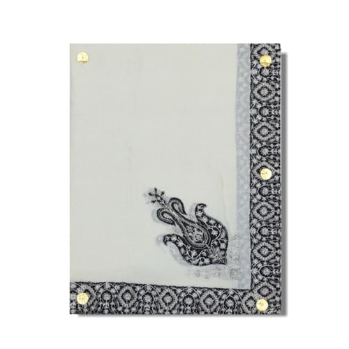 شال كشميري عاجي مطرز اسود