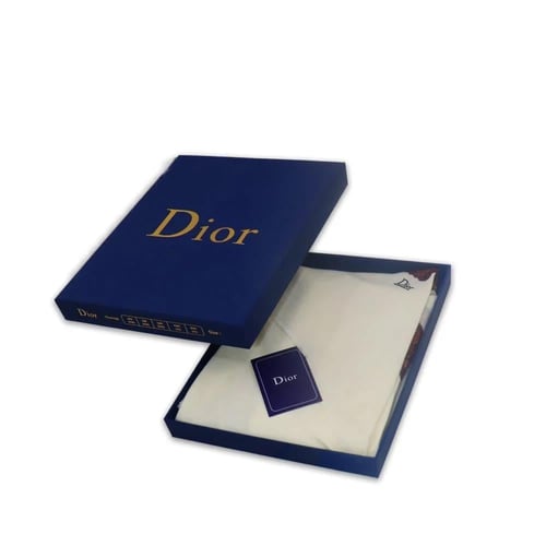 شال كشميري ديور لون ابيض تطريز احمر