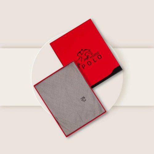 شال كشميري سادة لون رمادي فاتح ماركة بولو