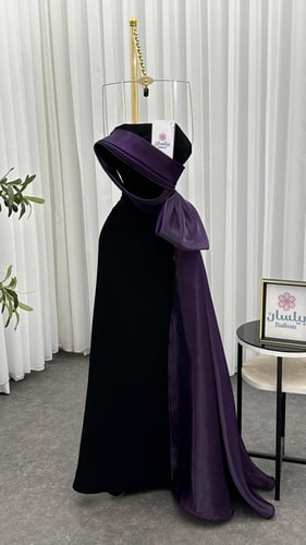 فستان طويل تفته اسود