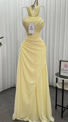 فستان طويل شيفون بكسرات