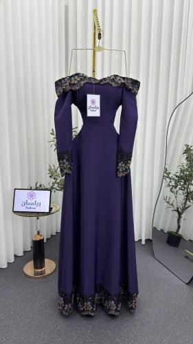 فستان طويل ليلكي بورود