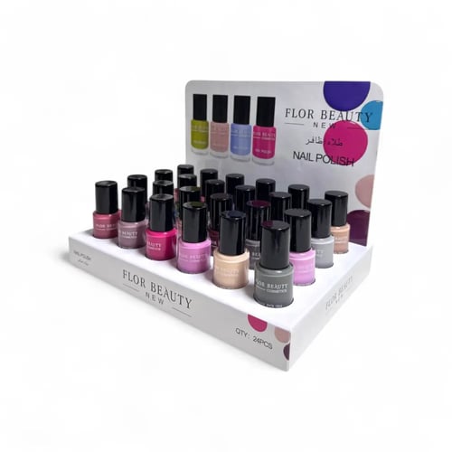 بوكس مناكير فلور بيوتي (Flor Beauty) - 24 لون متنو...